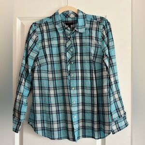 Talbots Kids Plaid Button Down Shirt - Blue and White